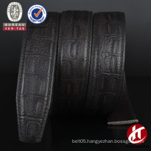 Hot crocodile pattern genuine leather strap without buckle